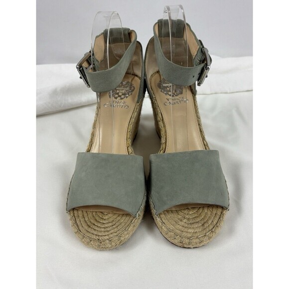 Vince Camuto Leera Green Pea Pod Suede Platform Espadrille Wedge Sandals 8 - Picture 10 of 10